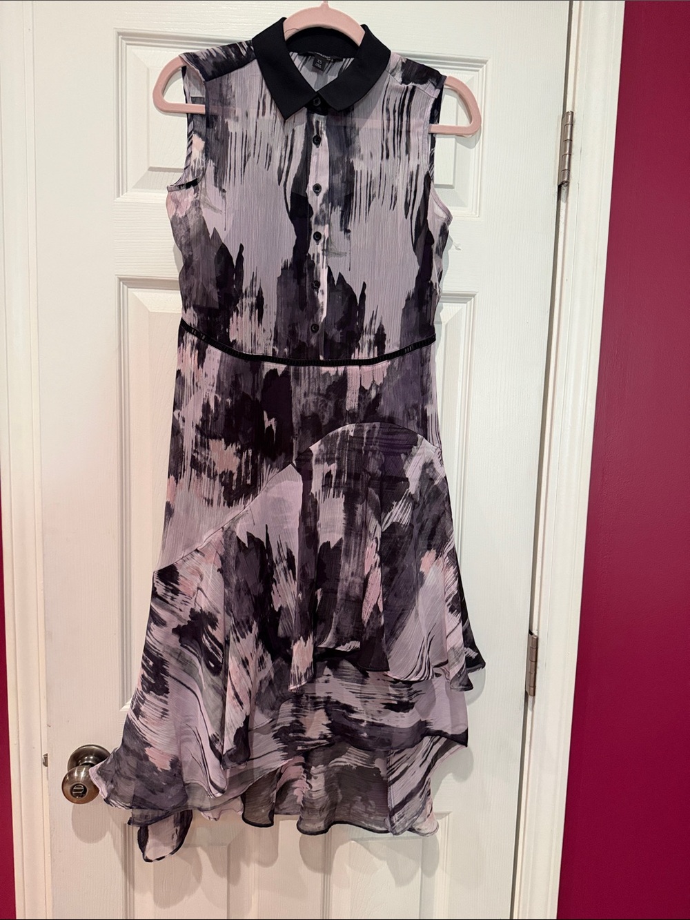 Simply Vera Vera Wang Black & Lilac High-Low Chiffon Dress